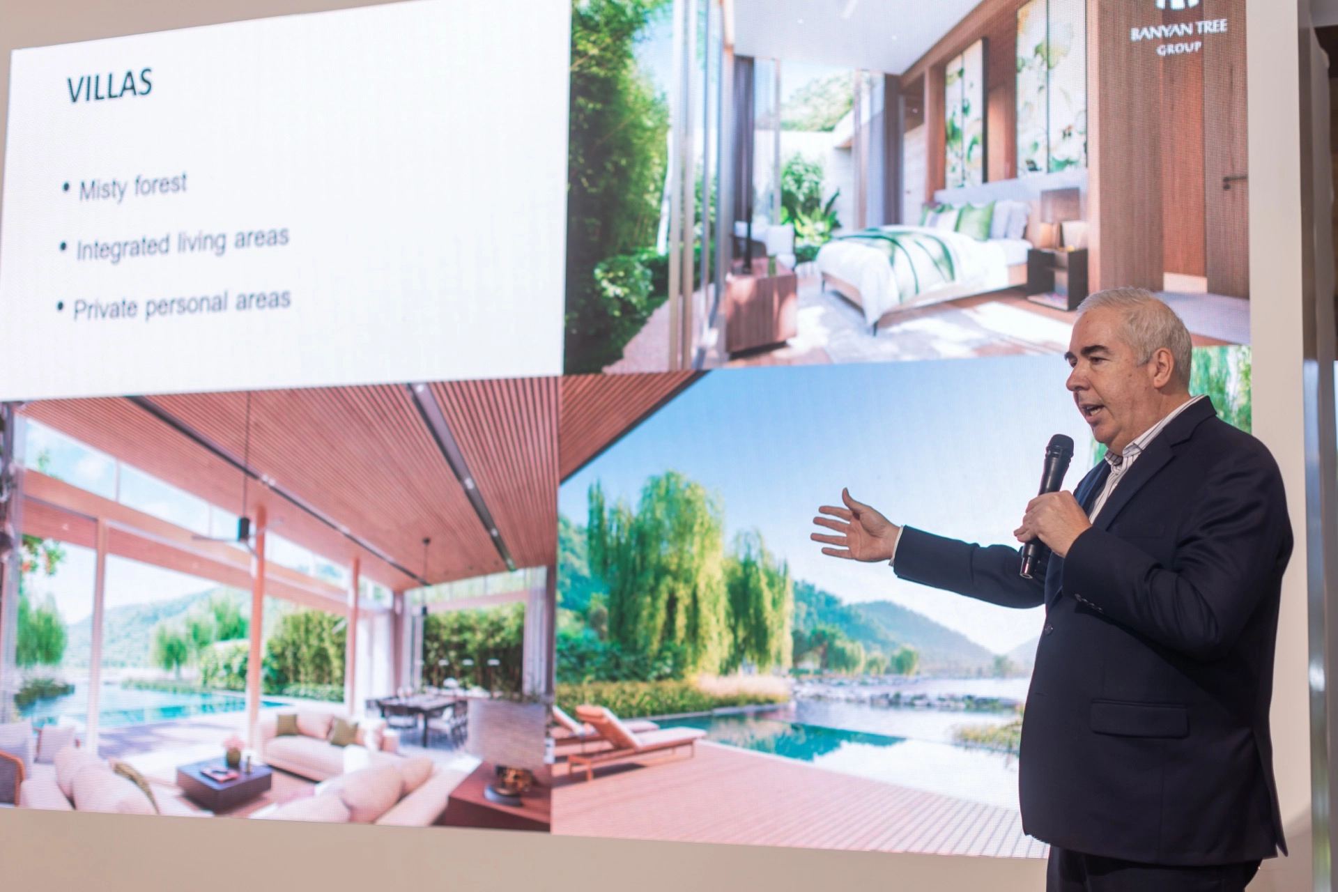 Executive presenting sustainability initiatives